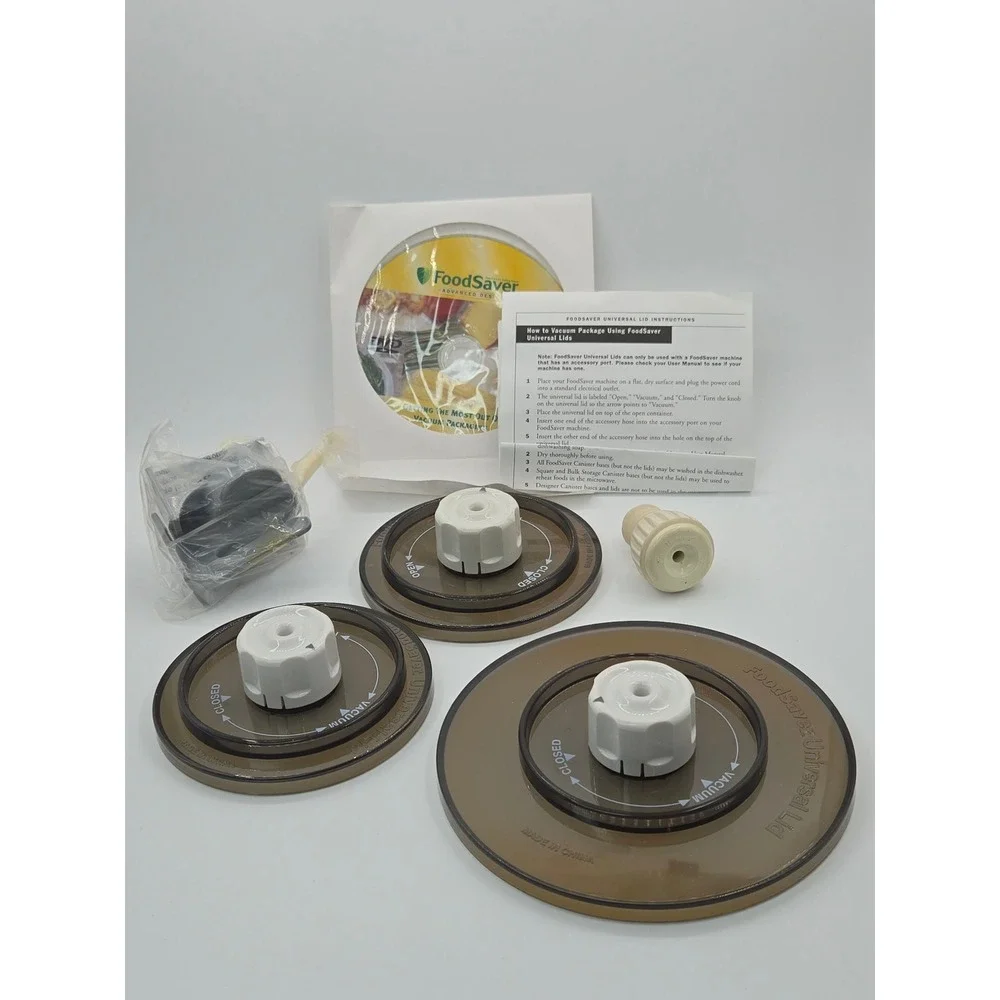 FoodSaver by Tilia Universal Lids Set of 3 Vacuum Seal 4in and 5.5in